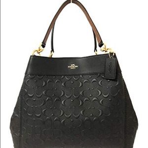 NWT Coach Signature Leather Lexy Shoulder Bag Blck